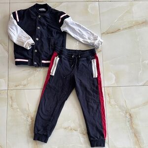 GF Ferre Navy & White Varsity Jacket with Navy Joggers - Red Stripe